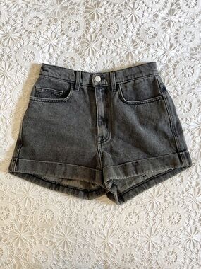 American apparel black denim high waisted short shorts